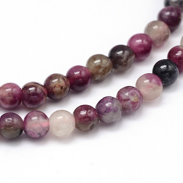 

PandaHall Natural Grade A Plum Blossom Tourmaline Round Bead Strands, 4mm, Hole: 0.7mm, about 98pcs/strand, 15.5 inch Tourmaline Round