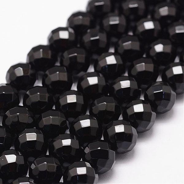 

PandaHall Natural Black Onyx Beads Strands, Dyed & Heated, 64 Faceted, Round, 8mm, Hole: 1.2mm, 49pcs/strand, 15.7 inch Black Onyx Round