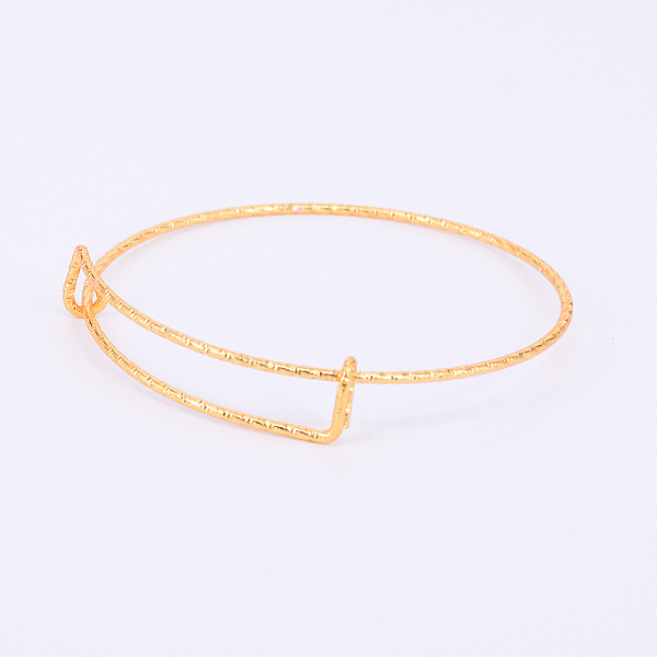 

PandaHall Adjustable Iron Bangle Making, Torque Bangle, Textured, Gold, 1.5mm, Inner Diameter: 2-3/8 inch(6cm) Iron Gold