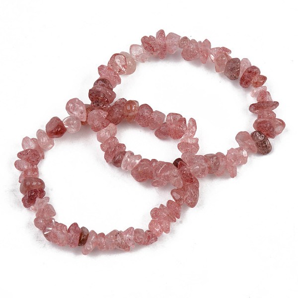 

PandaHall Unisex Chip Natural Strawberry Quartz Beaded Stretch Bracelets, Inner Diameter: 1-3/4~2 inch(4.5~5cm) Strawberry Quartz