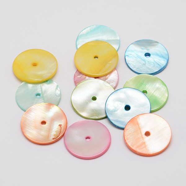 

PandaHall Dyed Natural Shell Beads, Disc/Flat Round, Heishi Beads, Mixed Color, 20x2mm, Hole: 2mm Other Sea Shell Disc Multicolor