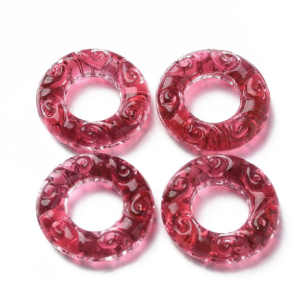 

PandaHall Transparent Handmade Bumpy Lampwork Linking Rings, Round Ring, Cerise, 25x6mm, Inner Diameter: 12mm Lampwork Ring Red