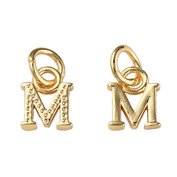 

PandaHall Brass Charms, with Jump Rings, Nickel Free, Textured, Letter.M, Real 18K Gold Plated, 7.5x6x1.5mm, Jump Ring: 5x1mm, 3mm inner...