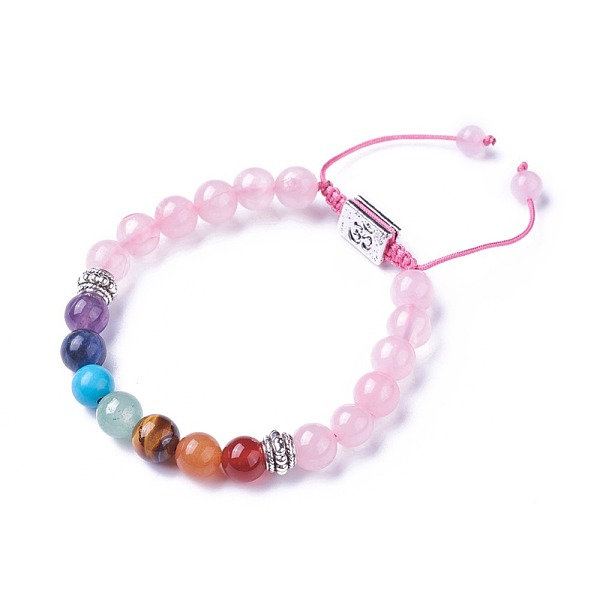 

PandaHall Chakra Jewelry, Natural & Synthetic Mixed Stone Braided Bead Bracelets, with Natural Rose Quartz, Alloy Findings and Nylon Cord...