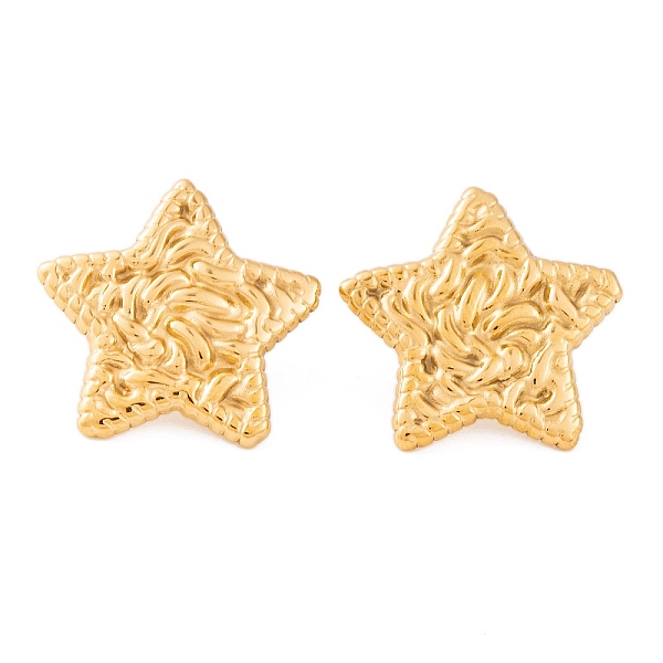 

PandaHall Ion Plating(IP) 304 Stainless Steel Stud Earrings for Women, Golden, Star, 21x22mm 304 Stainless Steel Star