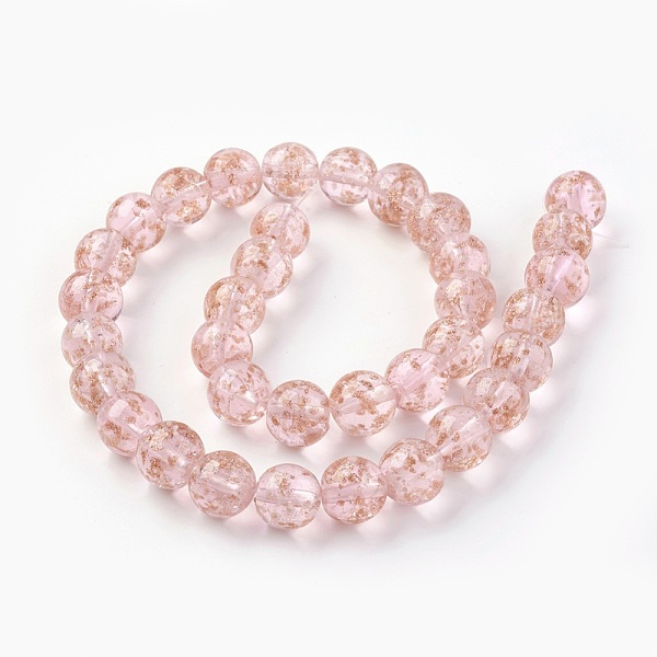 

PandaHall Handmade Gold Sand Lampwork Beads Strands, Luminous, Round, Misty Rose, 10mm, Hole: 1.2mm, about 40pcs/strand, 14.3 inch(38cm)..., Red