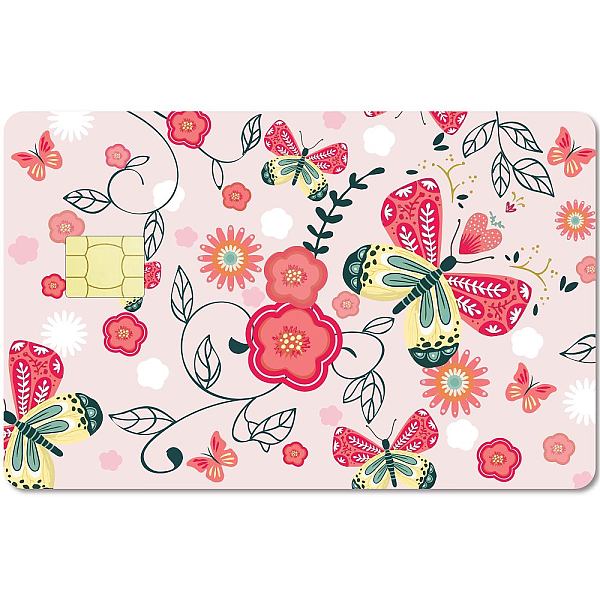 

PandaHall PVC Plastic Waterproof Card Stickers, Self-adhesion Card Skin for Bank Card Decor, Rectangle, Flower, 186.3x137.3mm Plastic Flower