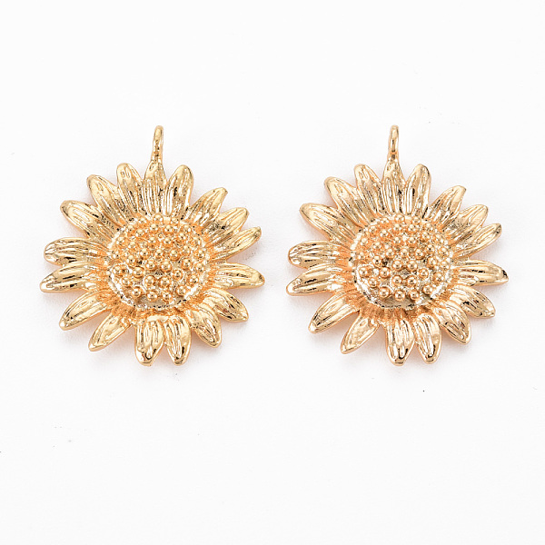 

PandaHall Brass Pendants, Nickel Free, Flower, Real 18K Gold Plated, 22x19.5x3mm, Hole: 1.5mm Brass Flower
