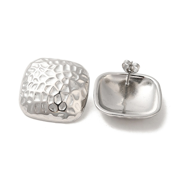 

PandaHall 304 Stainless Steel Stud Earrings, Textured Square, Stainless Steel Color, 25x25mm 304 Stainless Steel Square