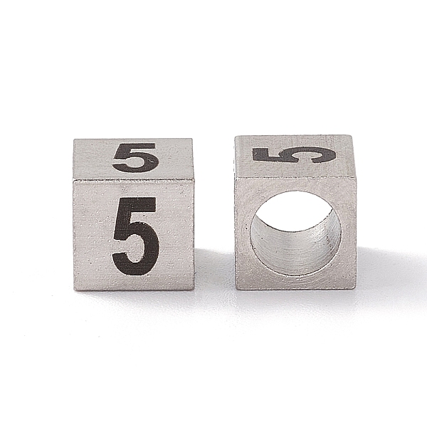 

PandaHall 303 Stainless Steel European Beads, Large Hole Beads, Cube with Number, Stainless Steel Color, Num.5, 7x7x7mm, Hole: 5mm 303...