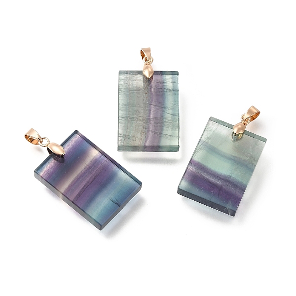 

PandaHall Natural Fluorite Pendants, Rectangle Charms, with Rack Plating Brass Findings, Golden, 44.5x25.5x9.5mm, Hole: 7x4.5mm Fluorite...