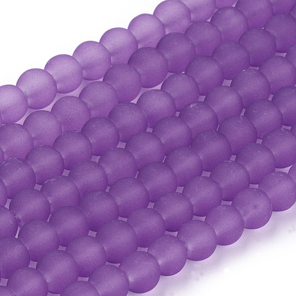 

PandaHall Transparent Glass Bead Strands, Frosted, Round, Blue Violet, 6mm, Hole: 1.3~1.6mm, about 140pcs/strand, 31.4 inch Glass Round..., Purple
