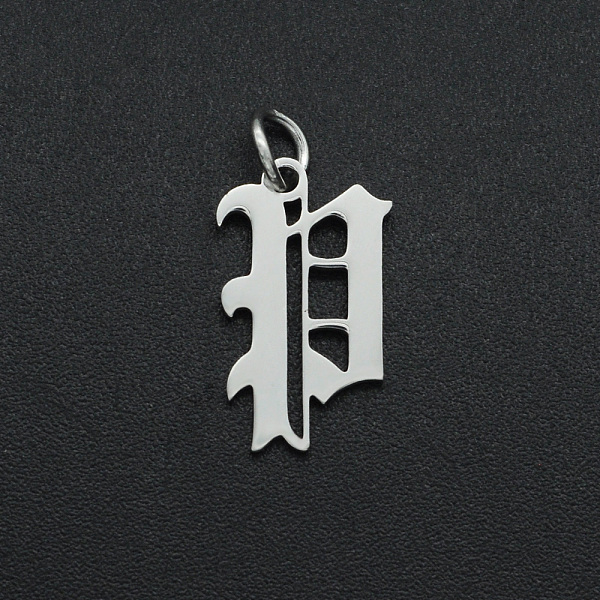 

PandaHall 304 Stainless Steel Pendants, with Jump Ring, Old English, Letter, Laser Cut, Stainless Steel Color, Letter.P, 16x10x1mm, Hole...
