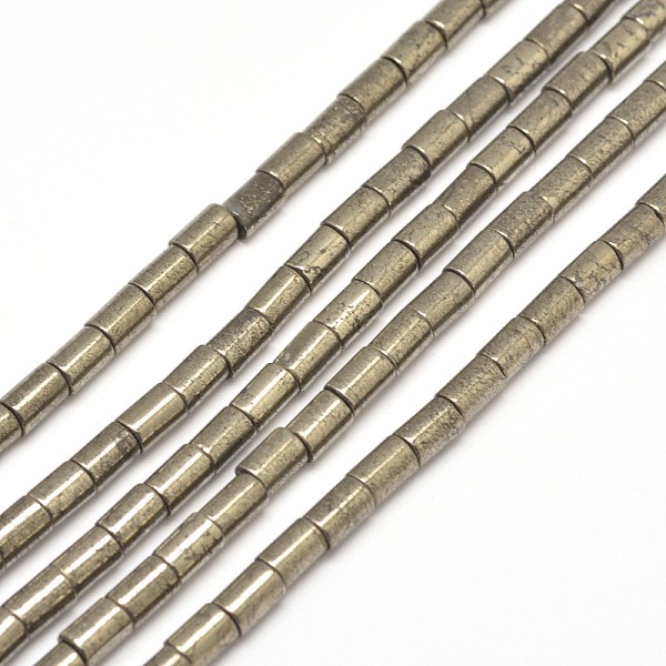 

PandaHall Column Natural Pyrite Beads Strands, 6x4mm, Hole: 1mm, about 64pcs/strand, 15.7 inch Pyrite Column Yellow