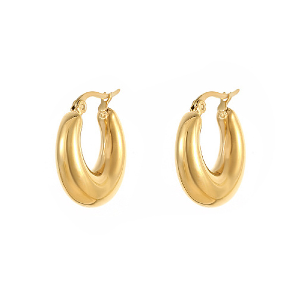 

PandaHall Titanium Steel Hoop Earring, Golden, 22x22.2mm Titanium Steel