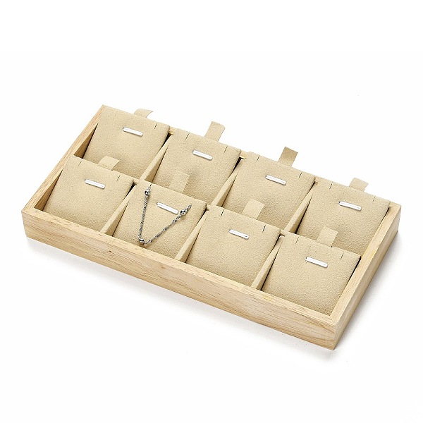 

PandaHall Wood Covered with Microfiber Pendant Display Stands, 8 Slots Jewelry Holders, Rectangle, Beige, 11.15x22x2.4cm Wood Yellow