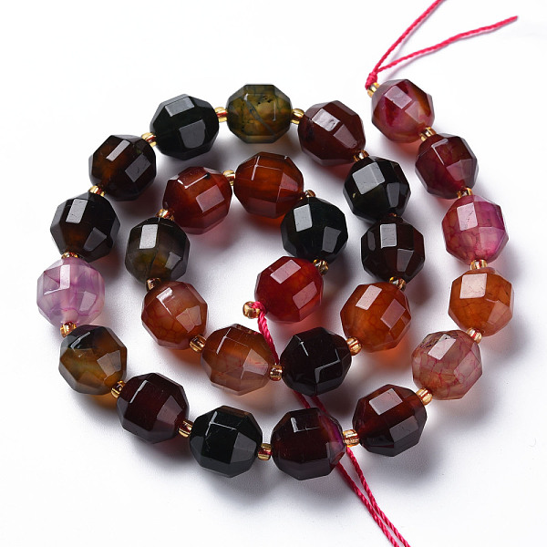 

PandaHall Natural Agate Beads Strands, Dyed, Faceted, with Seed Beads, Double Terminated Point Prism Beads, Bicone, Colorful...