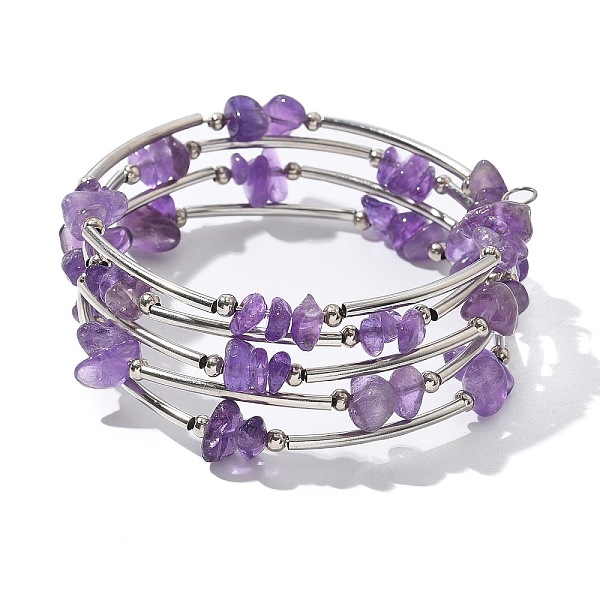 Natürliche Amethyst-Chip-Warp-Armbänder