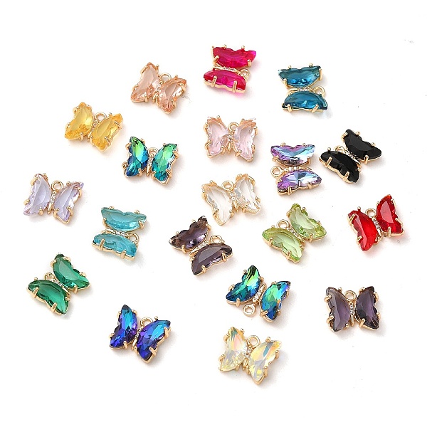 

PandaHall Brass with Glass Pendants, Butterfly, Mixed Color, 10x12x4mm, Hole: 1.2mm Brass Butterfly Multicolor