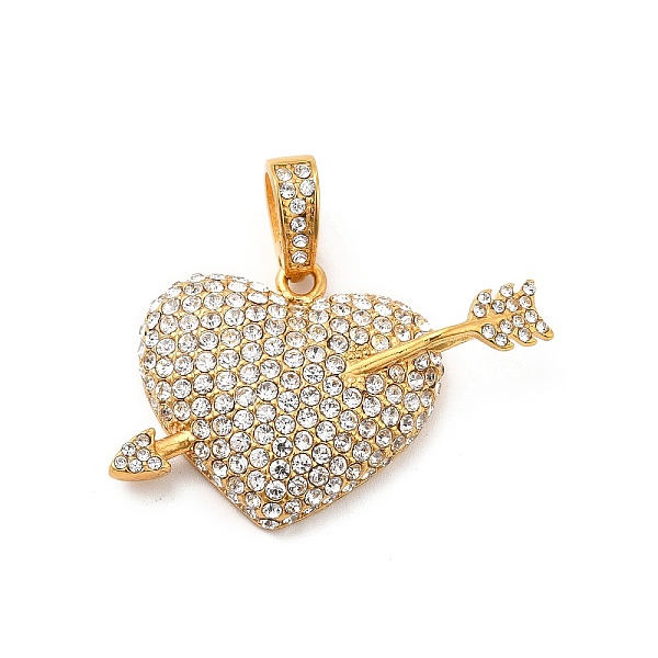 

PandaHall 304 Stainless Steel Pendants, with Crystal Rhinestone, Heart and Arrow Charms, Golden, 23x34x7mm, Hole: 6x5mm Stainless..., Clear