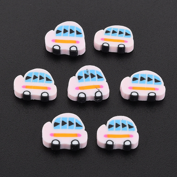 

PandaHall Handmade Polymer Clay Cabochons, Car, Pink, 7.5~9x8~10.5x2mm, about 5500pcs/1000g Polymer Clay Vehicle Pink