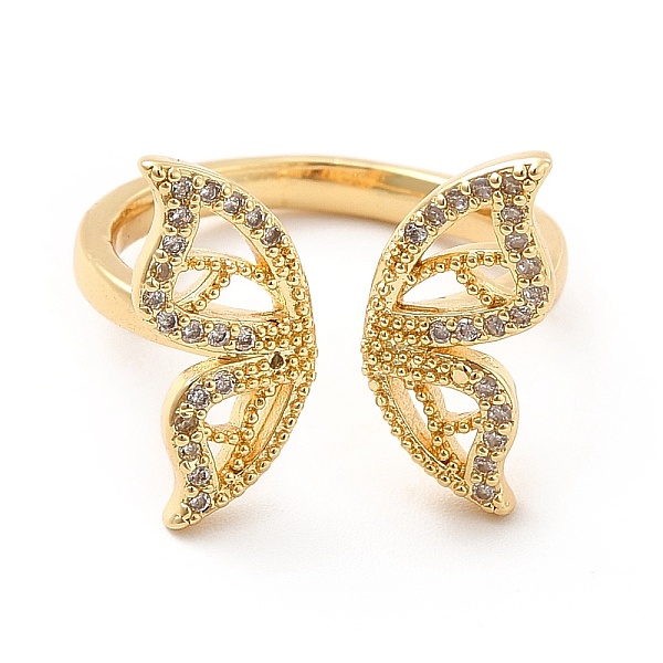 Clear Cubic Zirconia Butterfly Open Cuff Ring