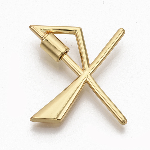 

PandaHall Brass Screw Carabiner Lock Charms, for Necklaces Making, Real 18K Gold Plated, Nickel Free, Letter.X, 29x27x2.5mm Brass Letter X