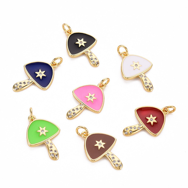

PandaHall Autumn Theme Brass Micro Pave Clear Cubic Zirconia Pendants, with Enamel and Jump Ring, Cadmium Free & Nickel Free & Lead Free..., Multicolor
