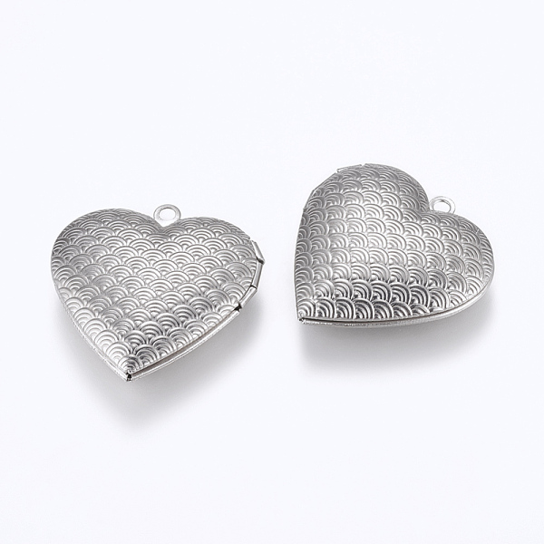 

PandaHall 304 Stainless Steel Locket Pendants, Photo Frame Charms for Necklaces, Heart, Stainless Steel Color, 29x29x7mm, Hole: 2mm, Inner...