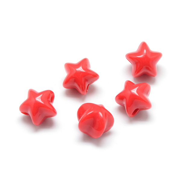 

PandaHall Opaque Acrylic Beads, Star, Red, 11x11.5x10mm, Hole: 2.5mm, about 860pcs/500g Acrylic Star Red