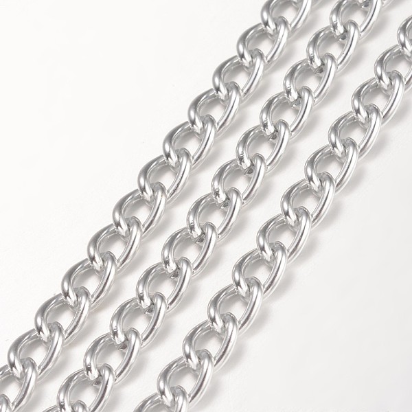 

PandaHall Aluminium Twisted Curb Chains, with Spool, Unwelded, Silver Color Plated, 9x6x1.5mm Aluminum