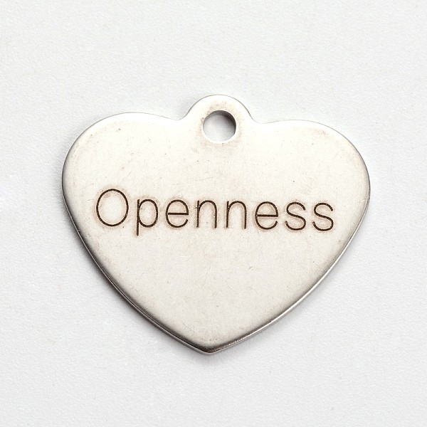 

PandaHall Stainless Steel Heart Pendants, with Word Openness, Cadmium Free & Nickel Free & Lead Free, Stainless Steel Color, 21x24x1mm, Hole...
