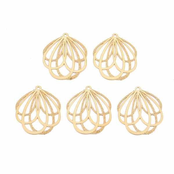 

PandaHall Rack Plating 304 Stainless Steel Filigree Pendants, Etched Metal Embellishments, Nickel Free, Flower, Real 18K Gold Plated...
