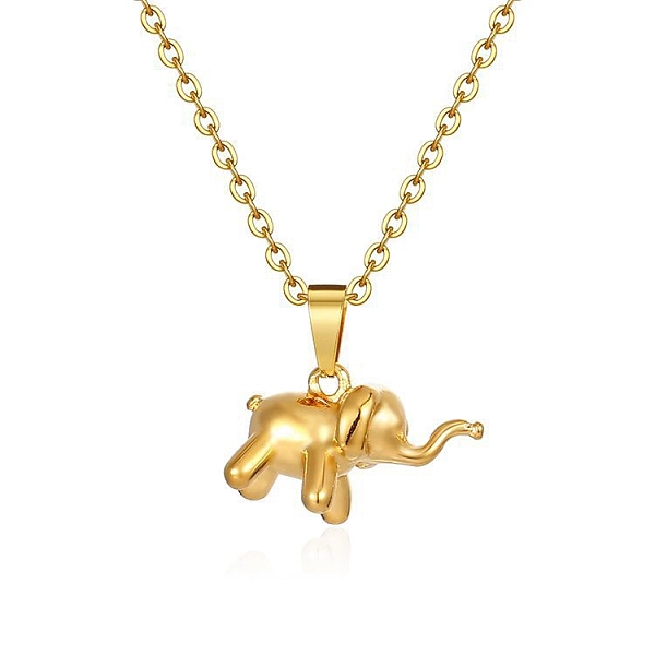 Stainless Steel Cable Chain Baby Elephant Pendant Necklaces