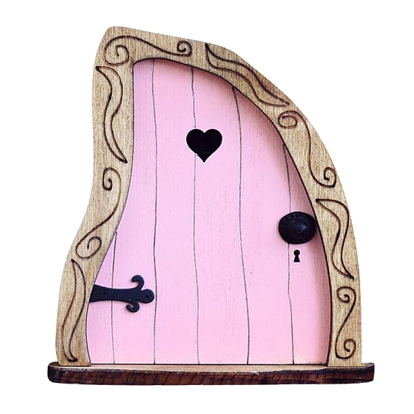 PandaHall Miniature Wooden Garden Door, for Dollhouse Accessories Pretending Prop Decorations, Pearl Pink, 90x100mm Wood Others