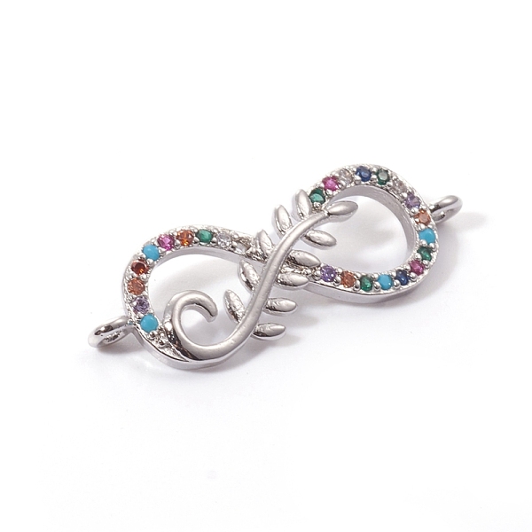 

PandaHall Brass Micro Pave Cubic Zirconia Links connectors, Infinity, Colorful, Platinum, 9x27x2mm, Hole: 1.2mm Brass+Cubic Zirconia...