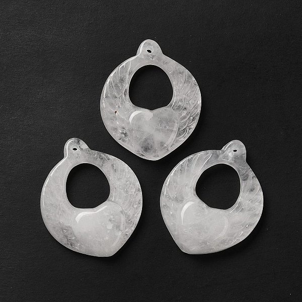 

PandaHall Natural Quartz Crystal Pendants, Rock Crystal Pendants, Heart Wing Charms, 38x31x9mm, Hole: 1.5mm Quartz Crystal Wing