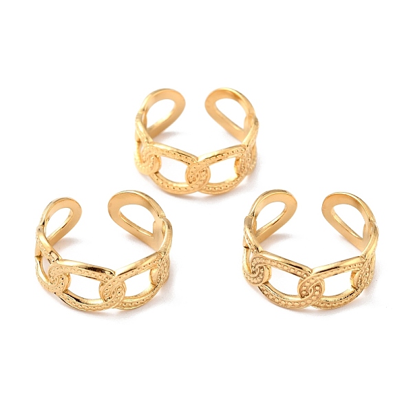 

PandaHall Ion Plating(IP) 304 Stainless Steel Finger Rings, Cuff Rings, Long-Lasting Plated, Hollow Oval, Golden, US Size 7 3/4(17.9mm)...