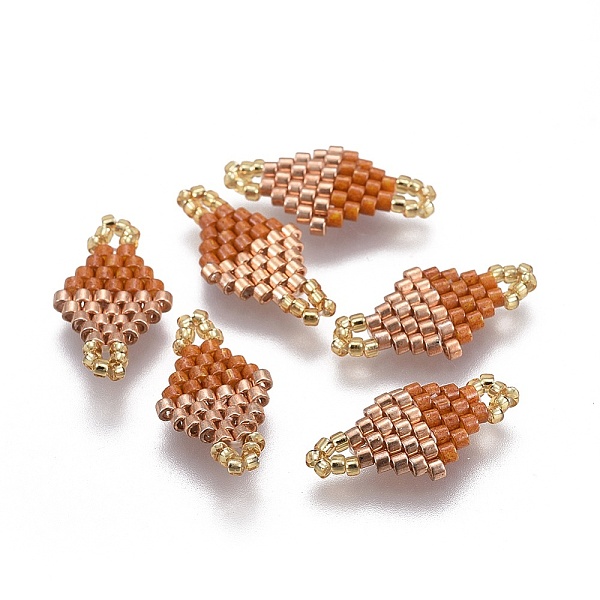 

PandaHall MIYUKI & TOHO Handmade Japanese Seed Beads Links, Loom Pattern, Rhombus, Chocolate, 19~20x10~11x1.8mm, Hole: 1.5mm Glass Rhombus..., Brown