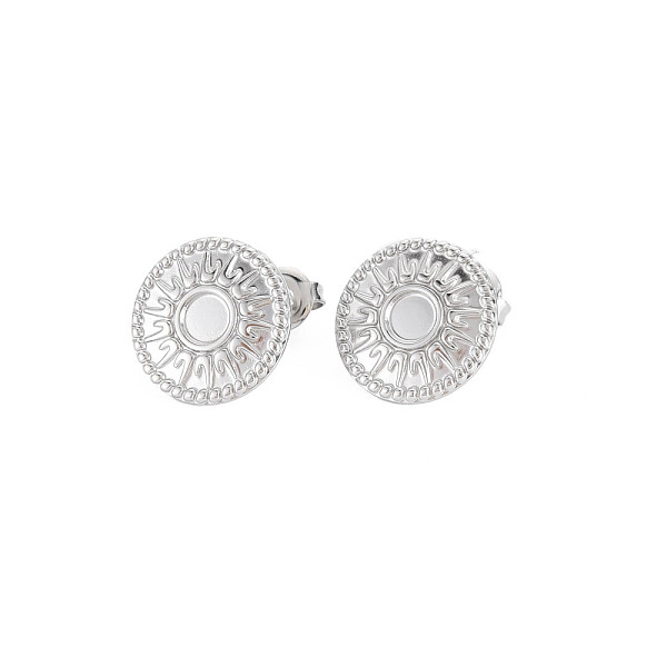 

PandaHall 304 Stainless Steel Stud Earring Findings, Earring Setting for Enamel, with Ear Nuts and Loop, Flat Round with Sun, Stainless...