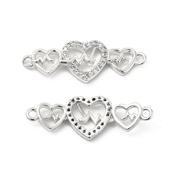 

PandaHall Brass Micro Pave Clear Cubic Zirconia Connector Charms, 3 Heart Links, Platinum, 10.5x29.5x3mm, Hole: 1.5mm Brass+Cubic Zirconia...