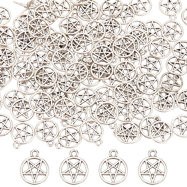 

PandaHall SUNNYCLUE 1 Box 100Pcs Pentacle Star Charms Silver Pentagram Charm Bulk Witch Magic Protection Lucky Alloy Stars Charm for...