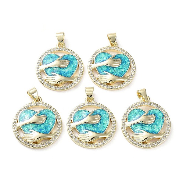 

PandaHall Rack Plating Brass Micro Pave Clear Cubic Zirconia Pendants, with Synthetic Opal, Cadmium Free & Lead Free, Long-Lasting Plated...
