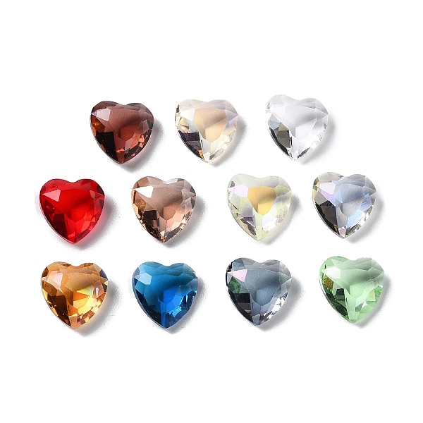 

PandaHall Transparent Glass Rhinestone Cabochons, Faceted, Heart, Pointed Back, Mixed Color, 12x12x5.5mm Glass Rhinestone Heart Multicolor