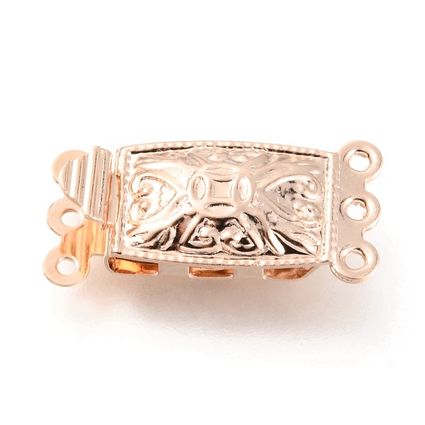 

PandaHall 304 Stainless Steel Box Clasps, Multi-Strand Clasps, 3-Strands, 6-Holes, Rectangle, Rose Gold, 21x10x4.5mm, Hole: 1mm 304...