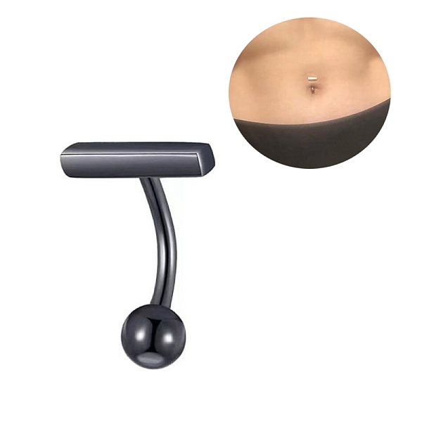 

PandaHall 304 Stainless Steel T-Shaped Curved Barbell, Piercing Navel Ring for Women, Electrophoresis Black, 18x12mm, Pin: 1.6mm 304...