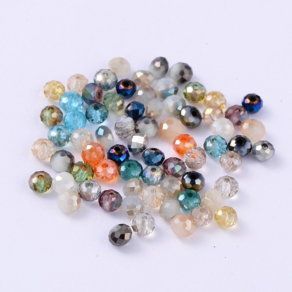 

PandaHall Faceted Rondelle Electroplate Glass Beads Strands, Mixed Color, 4x3mm, Hole: 1mm, about 200pcs/bag Glass Rondelle Multicolor