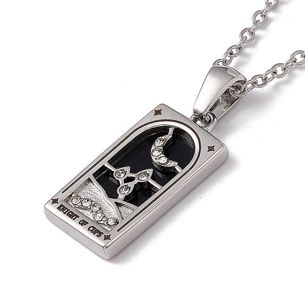 

PandaHall Brass Knight of Cups Tarot Pendant Necklace with Clear Cubic Zirconia, 304 Stainless Steel Jewelry for Women, Stainless Steel...