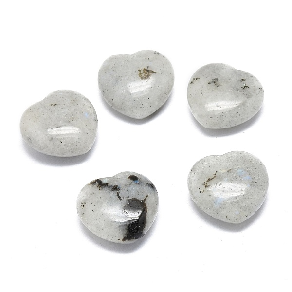 PandaHall Natural Labradorite Heart Love Palm Worry Stone, Healing Crystal, 24~25x25x11~12mm Labradorite Heart