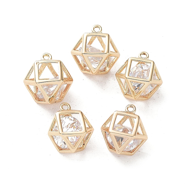 

PandaHall Brass Cubic Zirconia Pendants, Polygon, Light Gold, 13x10.5x7.5mm, Hole: 1.5mm Brass+Cubic Zirconia Polygon Clear